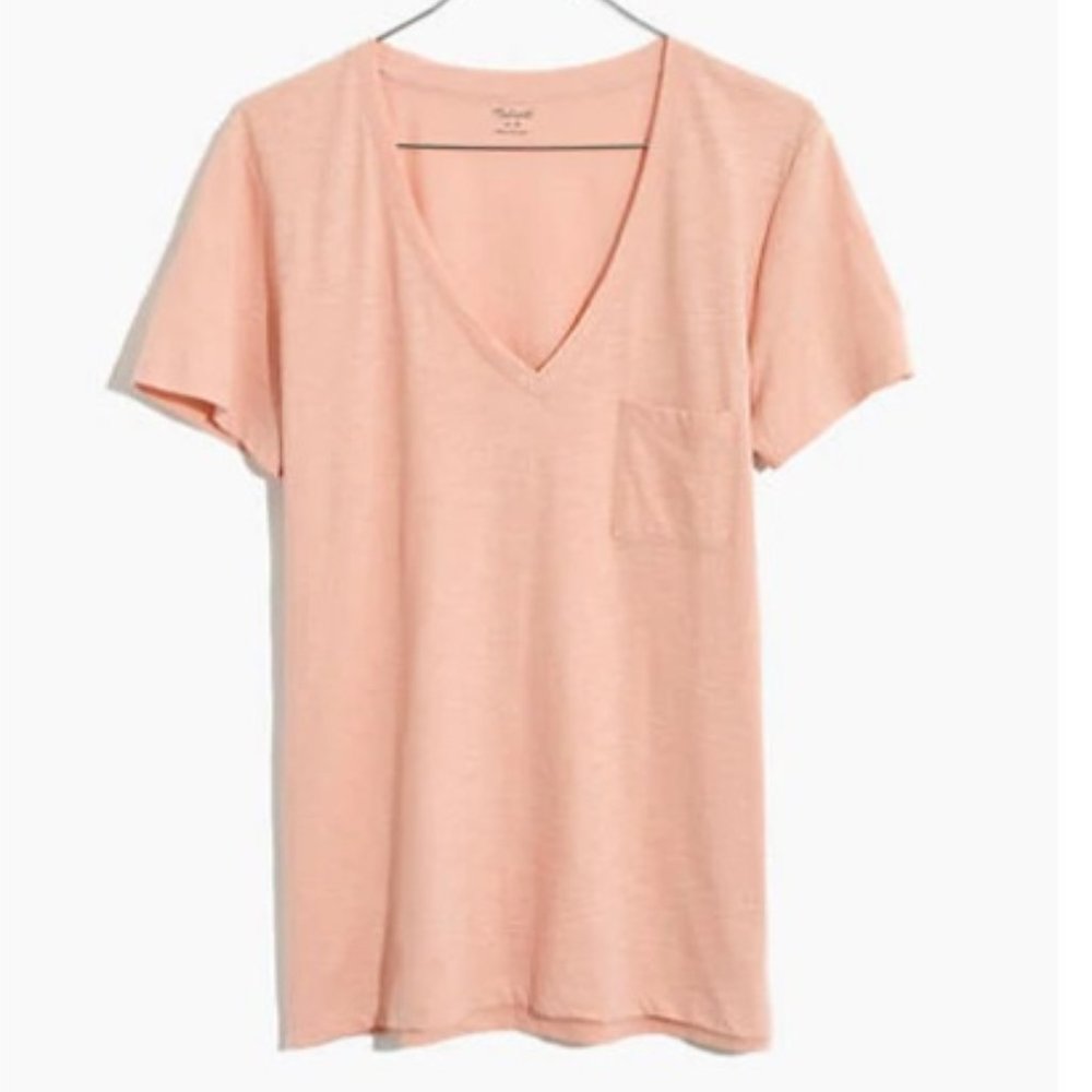 NWT Madewell Whisper Cotton V-Neck Pocket Tee - Picture 1 of 5